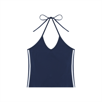 Women's Color Block Halter Crop Tank Top 210GSM