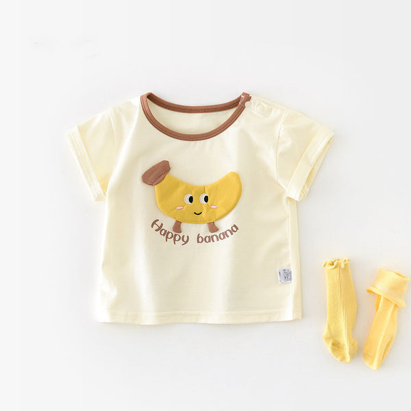 Baby Banana-Print Short-Sleeve Top