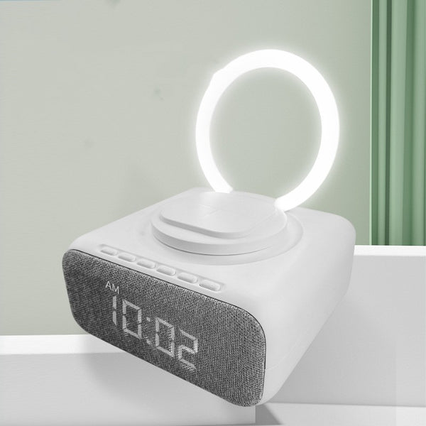 Haut-parleur Bluetooth 6-en-1 avec recharge sans fil et réveil