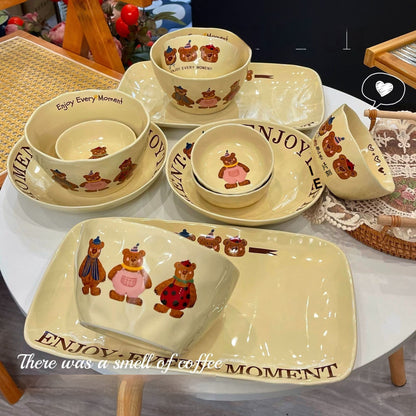 Cute Modern Three Bear Ceramic Tableware Suit
