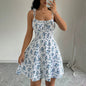 Women's Floral Print A-Line Mini Dress | Backless Mid Waist Summer Dress