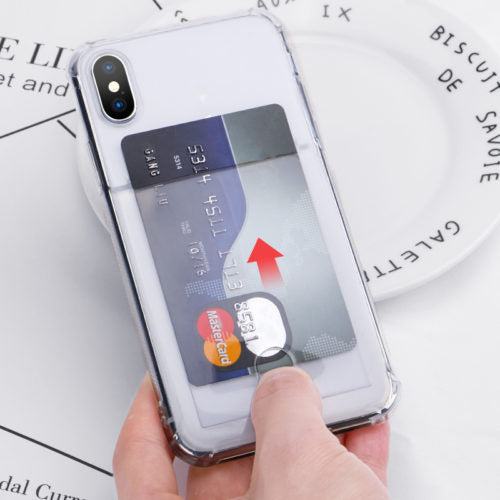 Soft TPU Clear Case With Card Slot - For iPhone X / Xs