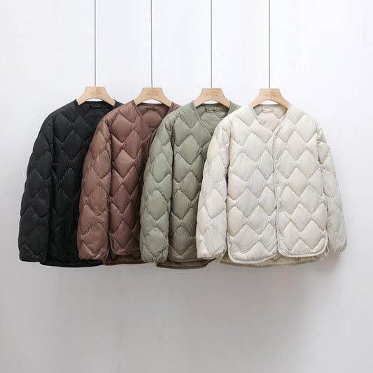 Women's Diamond Duck Down V-neck Coat