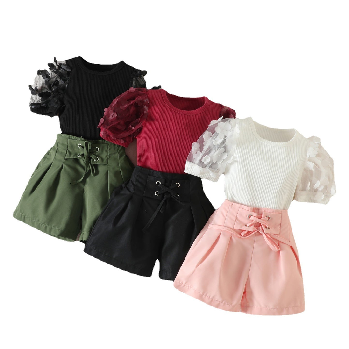 Short Sleeve Shorts For Girls Suit