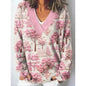 Women's 3D Digital Floral Print Long Sleeve Pullover