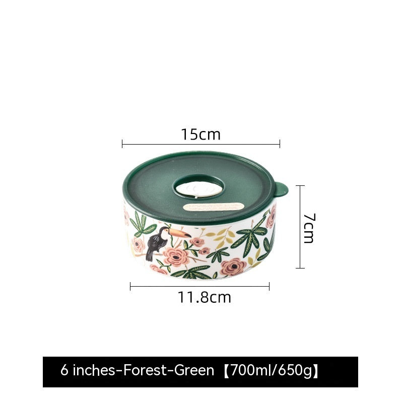 Portable box With Cover Ceramic Bowl