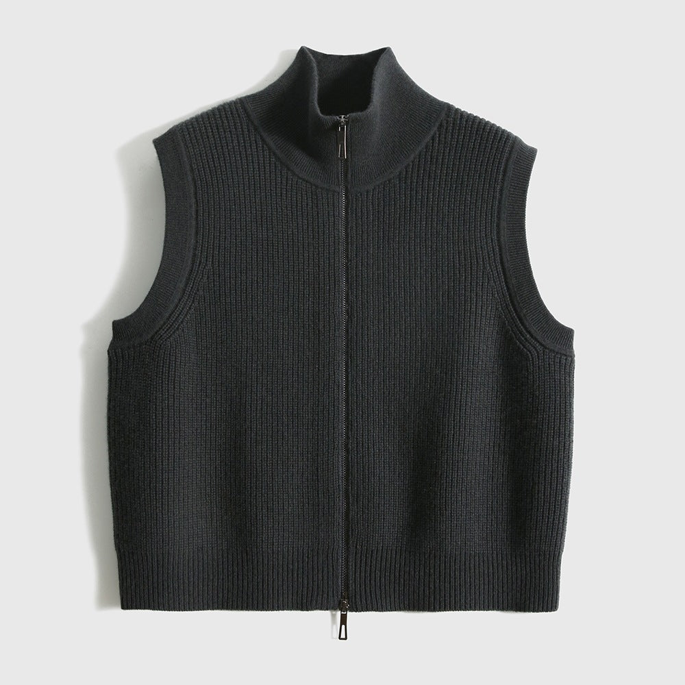 Women's Loose-Knit Wool Cardigan Vest