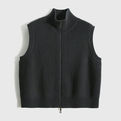 Women's Loose-Knit Wool Cardigan Vest