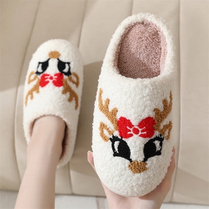Chaussons de Noël Cerf Femme Intérieur Antidérapants