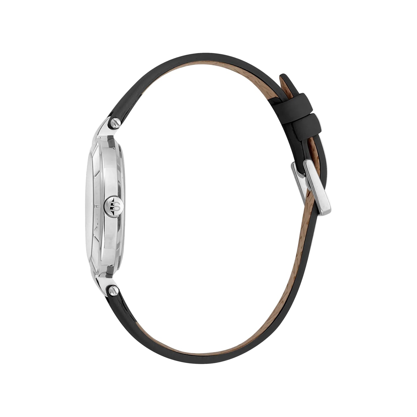 Esprit Women's Black Leather Watch, Silver Dial | Es1l153m0045