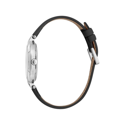 Esprit Women's Black Leather Watch, Silver Dial | Es1l153m0045