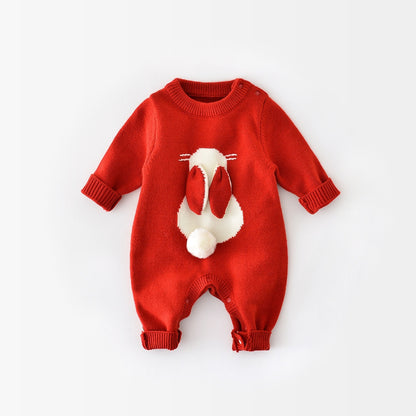 Baby Jumpsuit Cartoon Knitted Rabbit Sweater