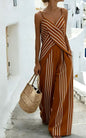 Striped Casual Womens V-Neck Sleeveless Set