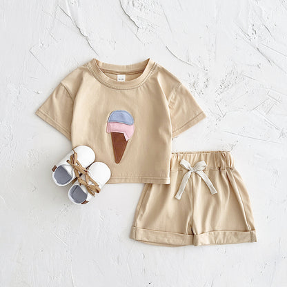 Baby Ice Cream Patch Short Sleeve Suit