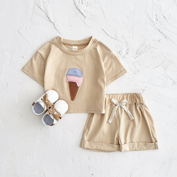 Baby Ice Cream Patch Short Sleeve Suit