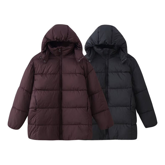 Loose-fitting Padded Coat With A Hood