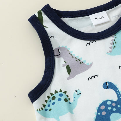 Boys Dinosaur Printed Two-piece Suit