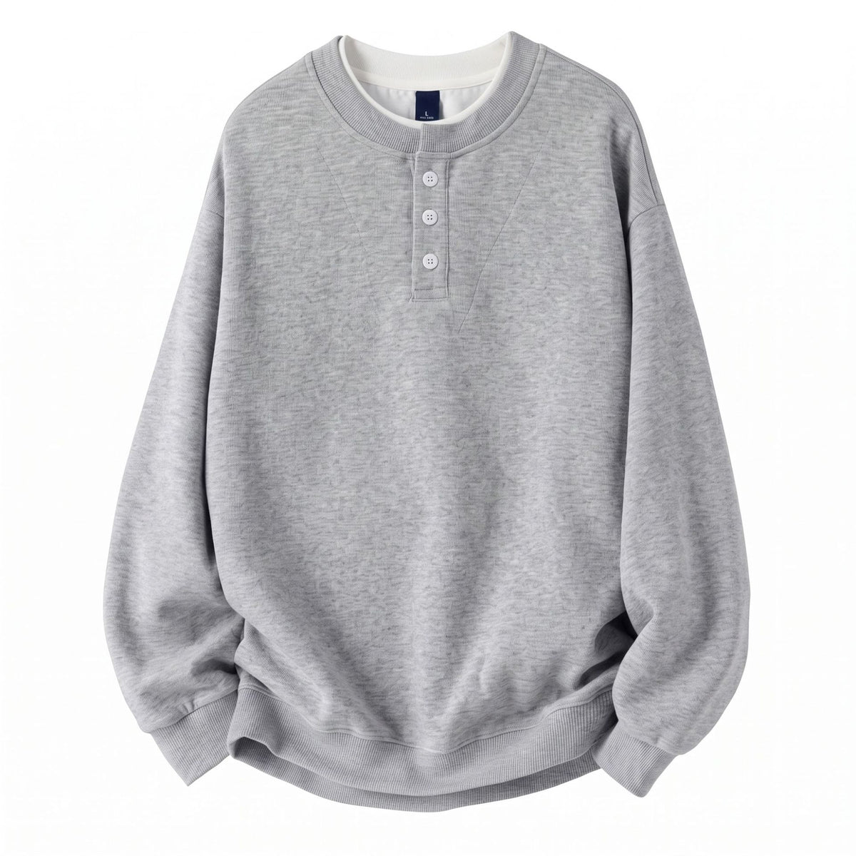 Henley Neck Men's Pullover Sweatshirt