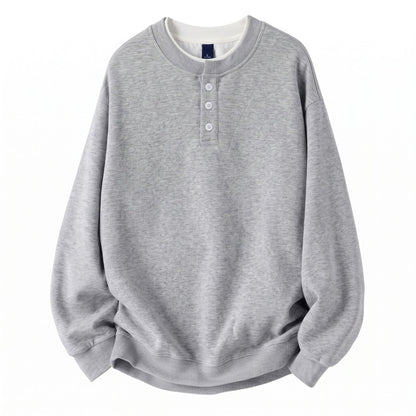 Henley Neck Men's Pullover Sweatshirt