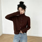 Single breasted high neck long sleeved sweater