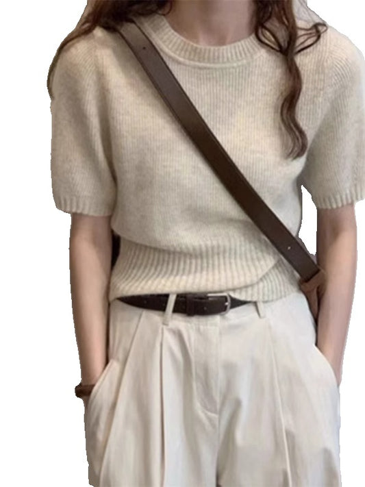 Soft Glutinous Inner Wear Sweater Puff Sleeve Short