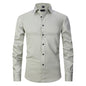 Men's Long-sleeved Fashion Top Slim Solid Color Stretch Shirt