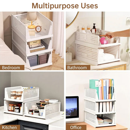 4 Pack Plastic Closet Organizer Bins