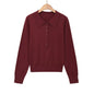 Simple POLO collar three color pullover knit