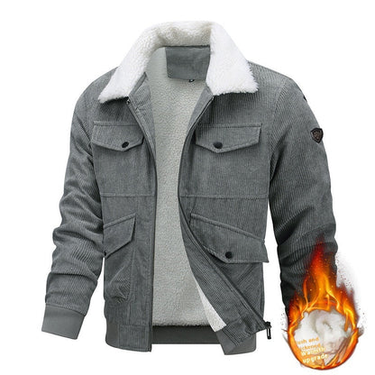 Veste en molleton à revers d'hiver avec poches, manteau en coton épais et chaud, vêtements pour hommes
