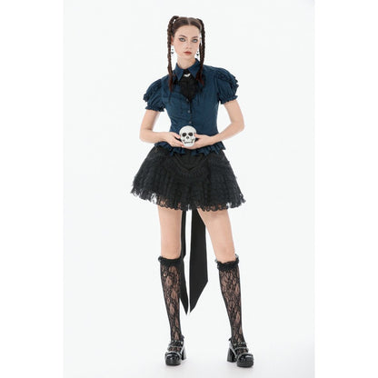 Dark In Love Beatrix Goth Satin Ruffled Overskirt