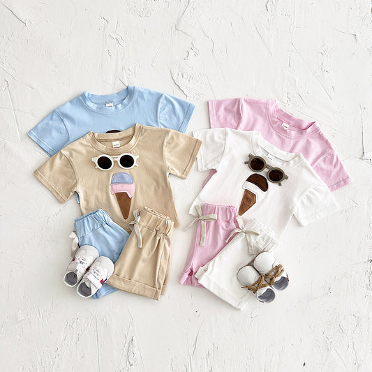 Baby Ice Cream Patch Short Sleeve Suit