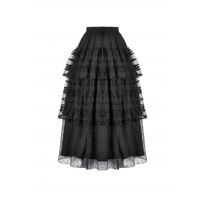 Jupe gothique en velours et dentelle Morticia Dark in Love noire