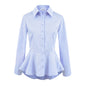 Slim fit umbrella hem button down long sleeved shirt for women