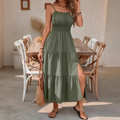 Strapless Layered Waist-Cinching Dress