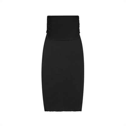 Dyed Washed Straight Hip-Hugging Slim Maxi Skirt