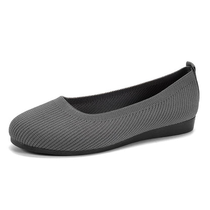 Women's Knit Mesh Slip-On Flat Shoes – Breathable Round Toe Casual Flats