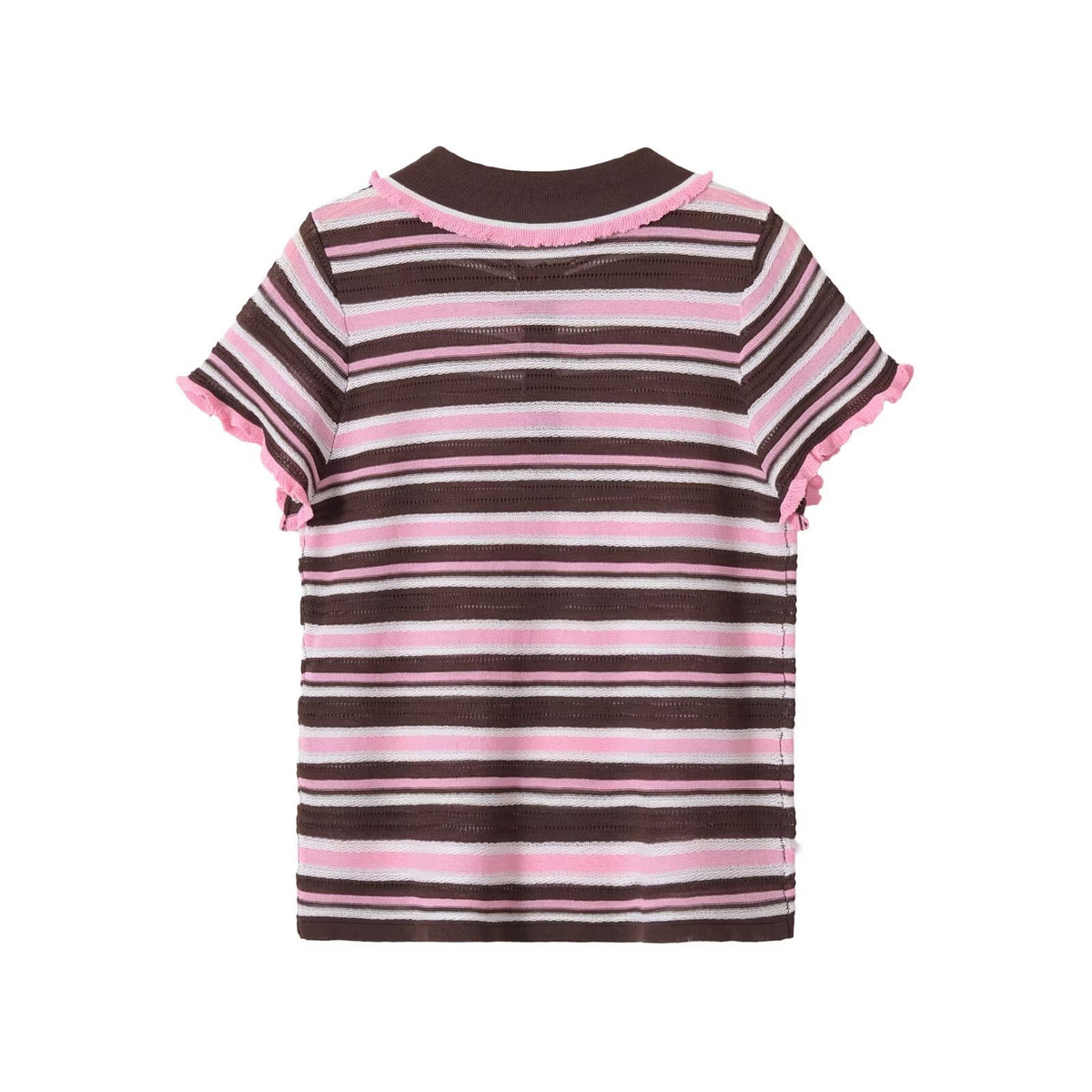 striped knitted polo shirt for women