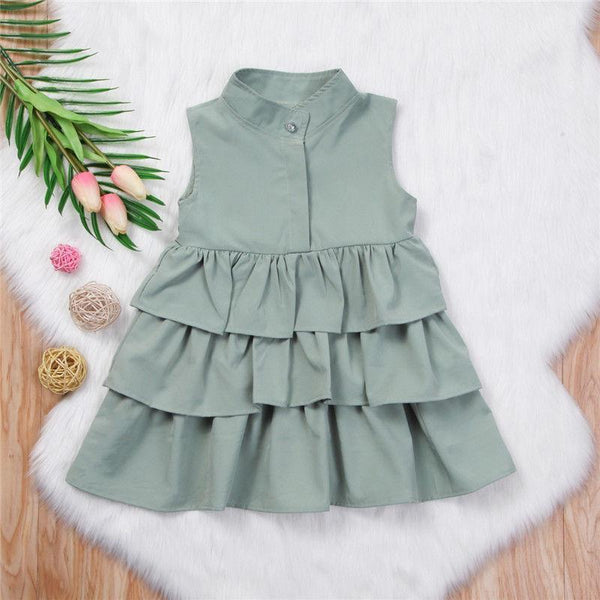 Robe sans manches unie simple pour petites et moyennes filles