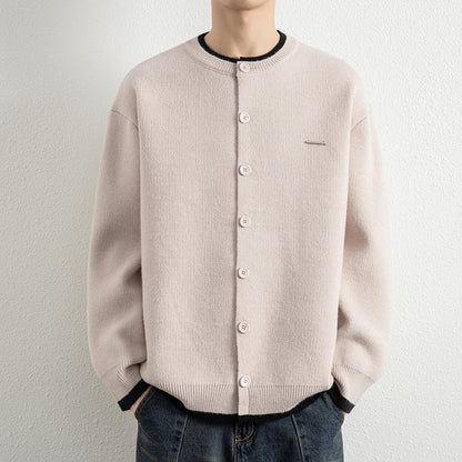 Men's Casual Color Block Knit Button Cardigan Jacket