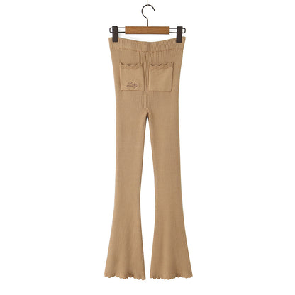 Slim fit micro flared knitted long pants