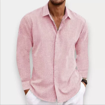 Long Sleeve Cotton Linen Shirt Men