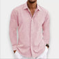 Long Sleeve Cotton Linen Shirt Men