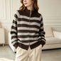 Contrast striped stand up collar sweater
