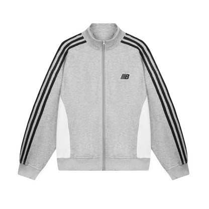 Color Block Three-Stripes Baseball Jacket