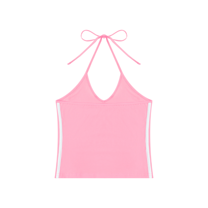 Women's Color Block Halter Crop Tank Top 210GSM