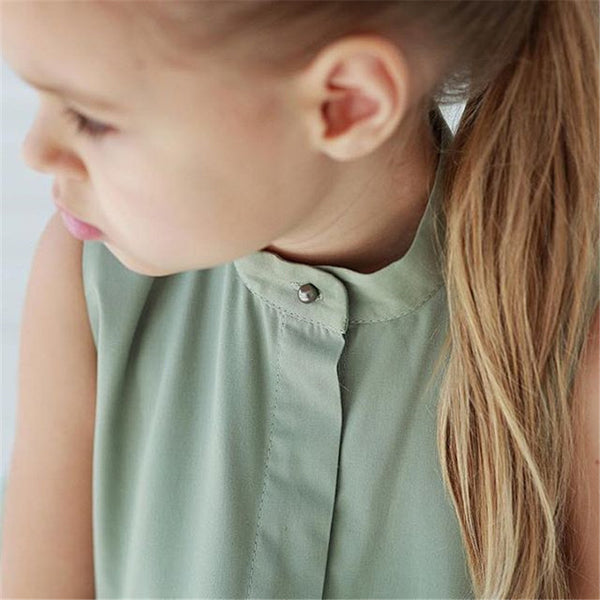 Robe sans manches unie simple pour petites et moyennes filles