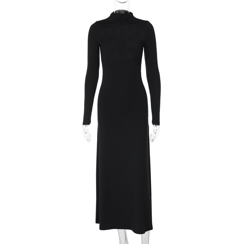 Robe longue col montant et dos nu
