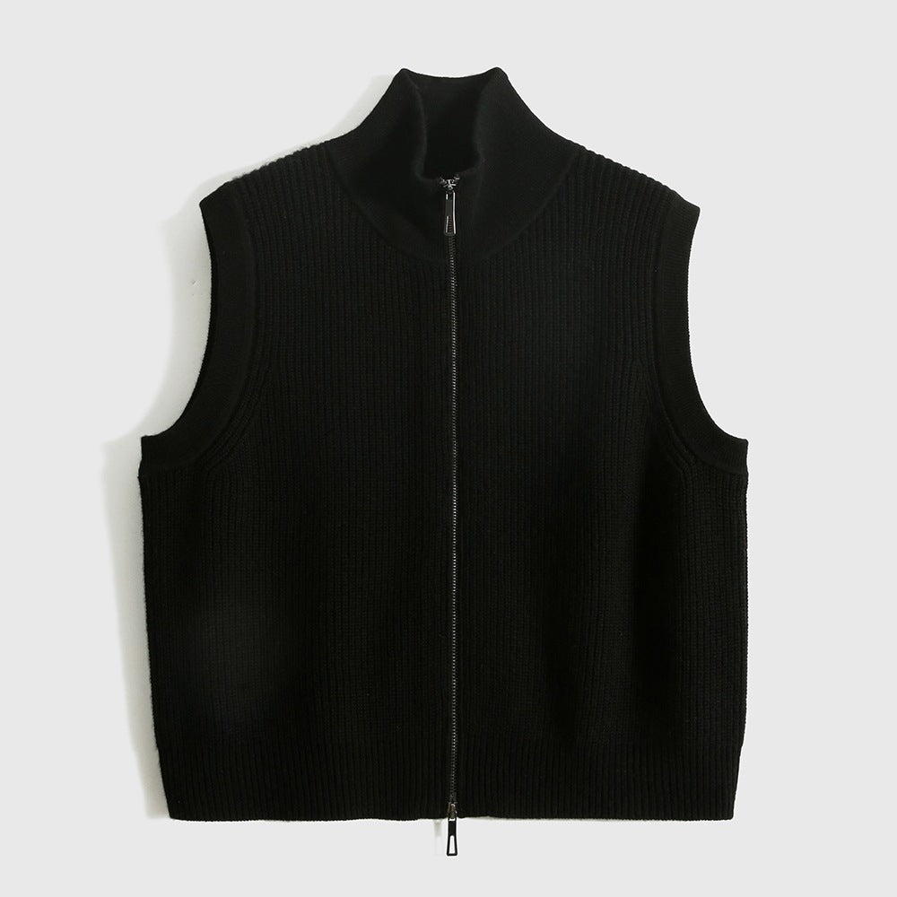 Women's Loose-Knit Wool Cardigan Vest