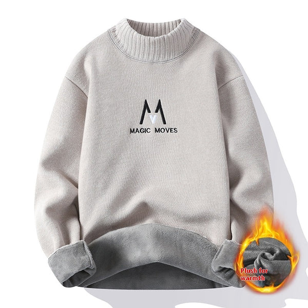 Pull pour homme doublé polaire épais d'hiver