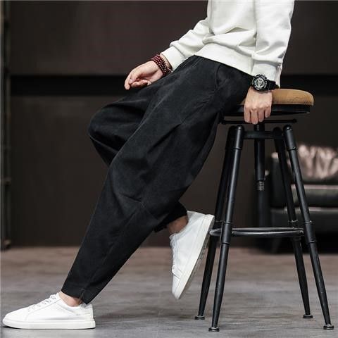 Mens Retro Corduroy Casual Straight Pants